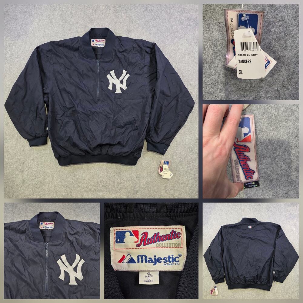 VTG New‎ York Yankees Jacket Mens XL MLB Baseball Pullover Windbreaker Majestic